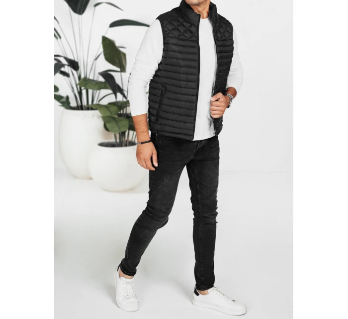Pánská prošívaná vesta černá Dstreet TX5076 Pánská prošívaná vesta černá Dstreet TX5076