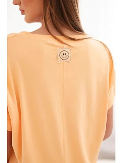 Dámská bavlněná halenka s výstřihem do V a krátkým rukávem broskvová