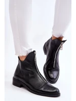 Kožené kozačky na zip Nicole 2785/037 Černá