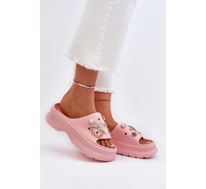 Dámské Pěnové Žabky S Ozdobami Růžové model 21653110 - Boto Dámské Pěnové Žabky S Ozdobami Růžové model 21653110 - Boto