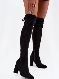 Dámské semišové kozačky na vysokém podpatku Černá Xamarin