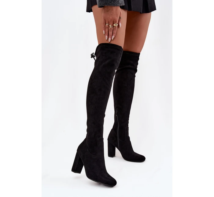 Dámské semišové kozačky na vysokém podpatku Černá Xamarin
