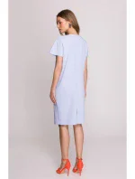 S392 Šaty uvolněného střihu s výstřihem do V - světle modré S392 Šaty uvolněného střihu s výstřihem do V - světle modré