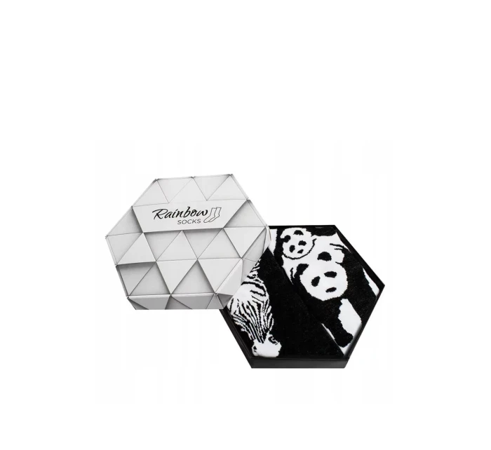 Duhové ponožky se zvířecími motivy Zebra Panda černá a bílá 2 páry Duhové ponožky se zvířecími motivy Zebra Panda černá a bílá 2 páry