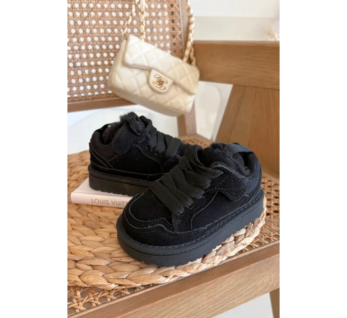 Dětské zateplené sneakers s kožíškem Mireen – černé