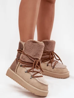 Dámské sněhové boty s kožíškem DFSH370012 Béžová - DFranklin