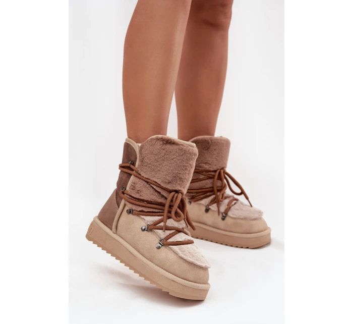 Dámské sněhové boty s kožíškem DFSH370012 Béžová - DFranklin Dámské sněhové boty s kožíškem DFSH370012 Béžová - DFranklin