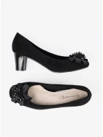 Zajímavé dámské černé  lodičky na širokém podpatku