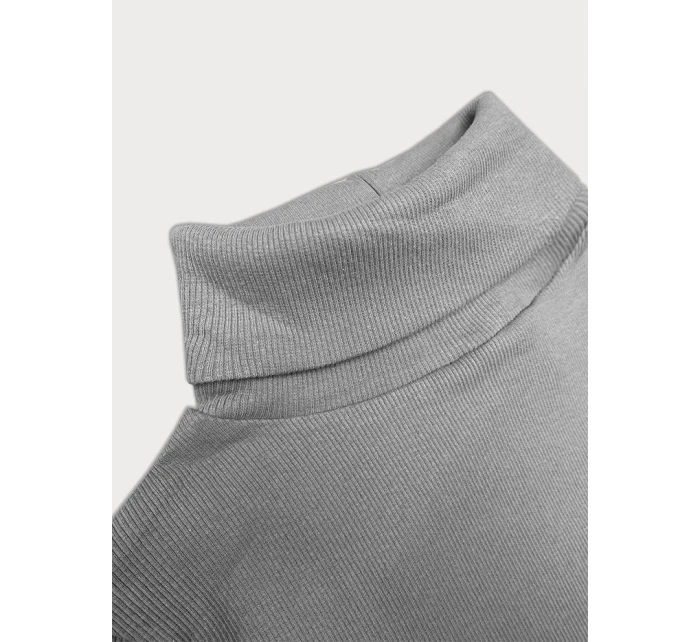 Šedé vypasované žebrované šaty s rolákem Rue Paris model 19447345 - Factory Price Šedé vypasované žebrované šaty s rolákem Rue Paris model 19447345 - Factory Price