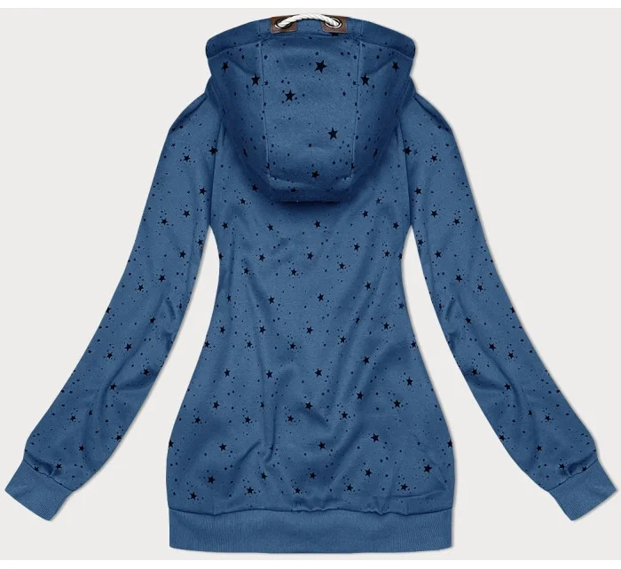 Světle modrá dámská mikina s kapucí a se vzorem model 19686423 - 6&8 Fashion