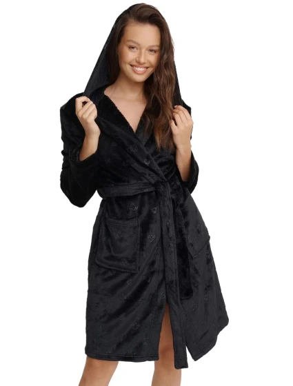 Dámský župan model 20850518 Glossy black - Henderson Dámský župan model 20850518 Glossy black - Henderson