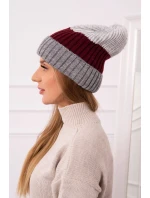 Fleecová čepice Bojana K265 tmavě šedá+ bordó+světle šedá