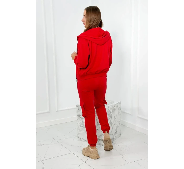 Set 3 v 1 mikina + top + kalhoty červený