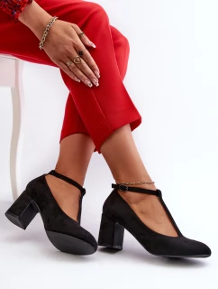 Lodičky Z Semiše Na Sloupku Černé model 21661233 - EVENTO