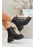 Dámské Zateplené Kožené Boty Černé model 21673867 - Goe Dámské Zateplené Kožené Boty Černé model 21673867 - Goe