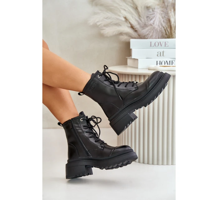 Dámské Zateplené Kožené Boty Černé model 21673867 - Goe Dámské Zateplené Kožené Boty Černé model 21673867 - Goe