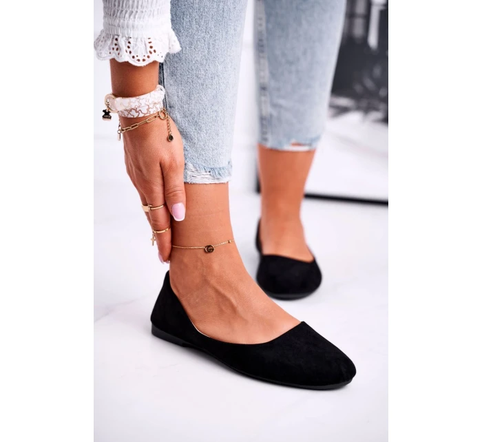 Dámské semišové baleríny černé model 21512735 - EVENTO