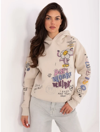 Mikina D10608BC02743C béžová Mikina D10608BC02743C béžová
