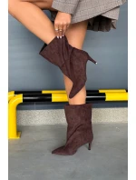 Dámské kotníkové boty na jehlovém podpatku Solvienne – čokoládové Dámské kotníkové boty na jehlovém podpatku Solvienne – čokoládové