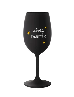 TEKUTÝ DÁREČEK - černá sklenice na víno 350 ml