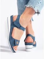 Luxusní modré sandály dámské na klínku Luxusní modré sandály dámské na klínku