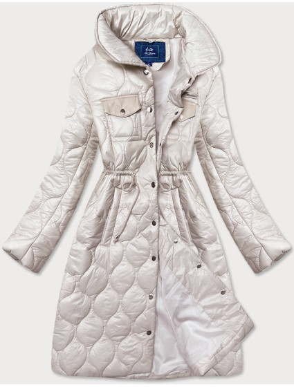 Světle béžová dámská prošívaná bunda se stojáčkem model 17125273 - Ann Gissy