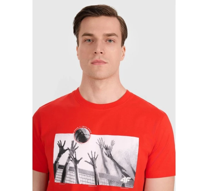 Pánské volejbalové tričko s potiskem 4F 4FRAW25TTSHM3319-62S