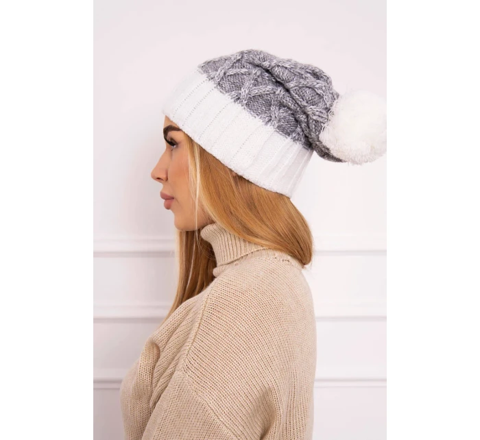 Milano fleecová čepice K203 grey melange+ecru