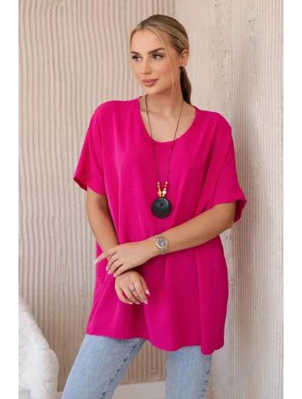 Oversized halenka s přívěskem fuchsie Oversized halenka s přívěskem fuchsie