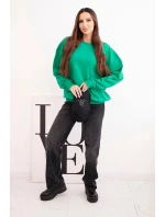 Dámská mikina s kulatým výstřihem základní bavlněná zelená