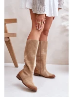 Semišové Kozačky Do  Na Zip Bežové Lewski model 21672644 - Zazoo