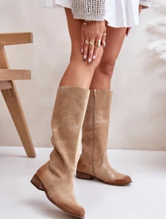 Semišové Kozačky Do Na Zip Bežové Lewski model 21672644 - Zazoo