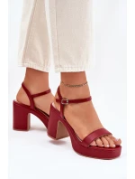 Eko kožené sandály na podpatku bordové model 21699445 - Boto Eko kožené sandály na podpatku bordové model 21699445 - Boto