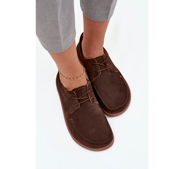 Dámské polobotky typu barefoot z přírodního semiše Zazoo 327 čokoládové