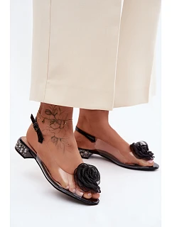 Dámské průhledné sandály s růží D&A MR61-9003 Černé