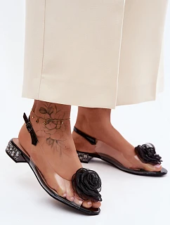 Dámské průhledné sandály s růží D&A MR61-9003 Černé
