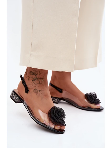 Dámské průhledné sandály s růží D&A MR61-9003 Černé