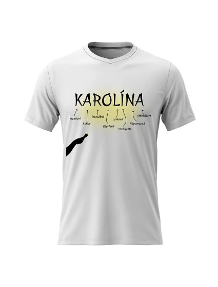 Dámské bavlněné tričko s potiskem - VLASTNOSTI - KAROLÍNA - bílé