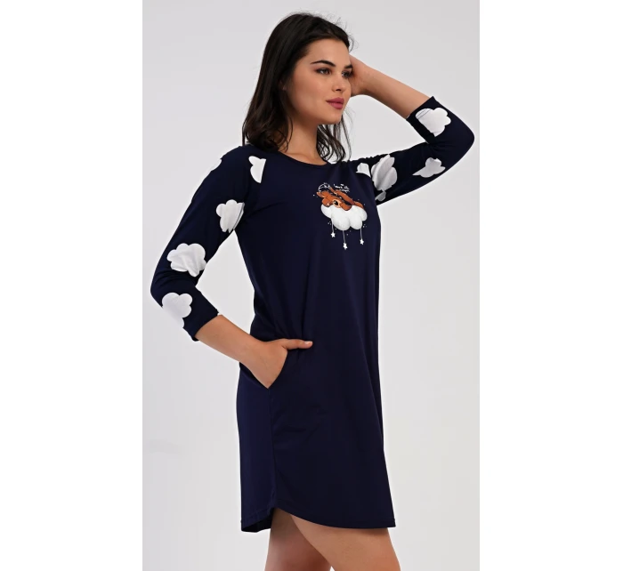 Dámské domácí šaty s tříčtvrtečním rukávem Méďa na model 21475634 - Vienetta Dámské domácí šaty s tříčtvrtečním rukávem Méďa na model 21475634 - Vienetta