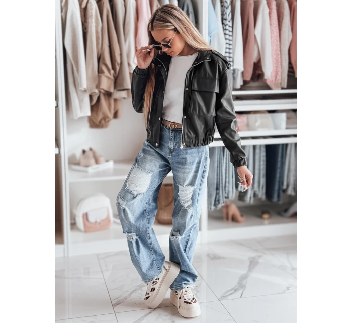 Dámská krátká oversize bunda typu bomber černá model 21984297 - Dstreet Dámská krátká oversize bunda typu bomber černá model 21984297 - Dstreet