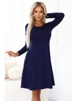 model 21318841 Pohodlné trapézové šaty s dlouhými rukávy tmavě modré - numoco model 21318841 Pohodlné trapézové šaty s dlouhými rukávy tmavě modré - numoco