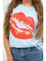 Halenka s potiskem rtů modrá Halenka s potiskem rtů modrá