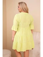 Dámské bavlněné šaty Plus Size s volánky světle zelená