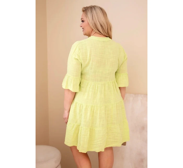 Dámské bavlněné šaty Plus Size s volánky světle zelená