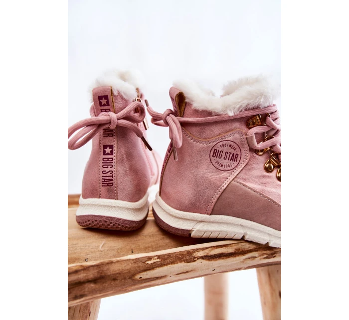 Dětské zateplené kozačky na zip Big Star model 21599161 Růžove - Big Star Shoes Dětské zateplené kozačky na zip Big Star model 21599161 Růžove - Big Star Shoes
