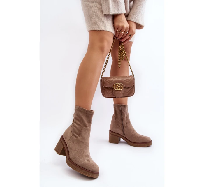 Dámské kotníčkové boty na podpatku béžové Argastis Dámské kotníčkové boty na podpatku béžové Argastis