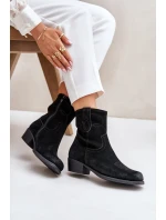 Dámské Zamszové Boty Cowboy Na Nízkém Podpatku Zateplené Sergio Leone BT284-S Černé