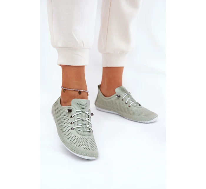 Dámské Kožené Polobotky Z Přírodní Kůže Artiker 54C0833 Světle Zelené Dámské Kožené Polobotky Z Přírodní Kůže Artiker 54C0833 Světle Zelené