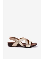 Ploché Kožené Sandály Dámské Zazoo 40032 Zlaté