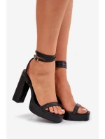 Dámské Sandály Na Podpatku S Páskem Černé model 21696037 - Boto Dámské Sandály Na Podpatku S Páskem Černé model 21696037 - Boto
